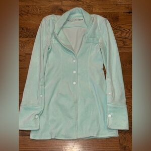 Alexander Wang. Fitted Velour Blazer. Glacier. Size 6.